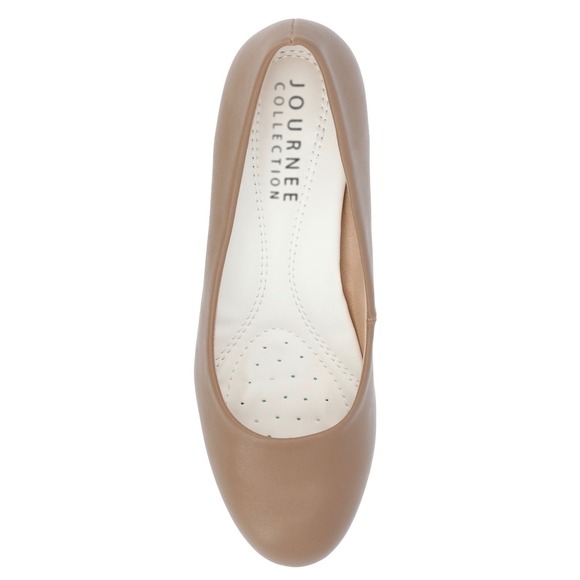 Journee Collection LUU Pump Faux Leather Almond Toe Block Heel Chestnut Sz 7.5 - Picture 10 of 12